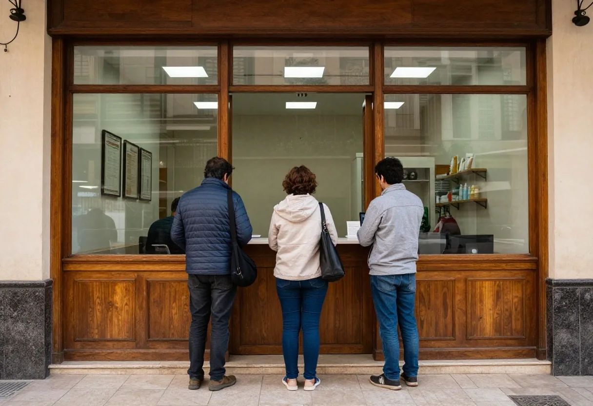 Fila de atención dentro de una sucursal bancaria